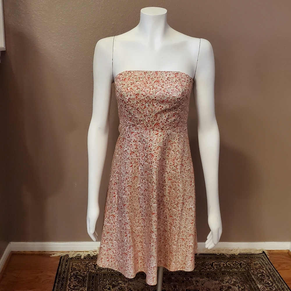 ANN TAYLOR coral pink tie back cotton sun dress 0P